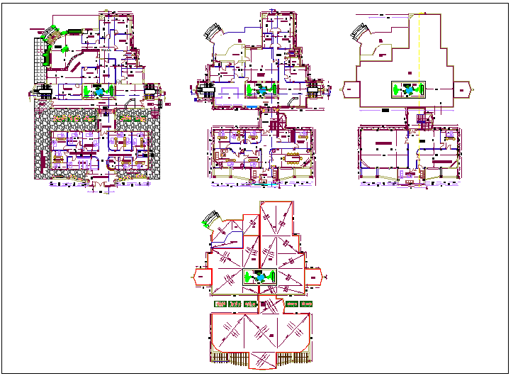 Office building plan detail view dwg file