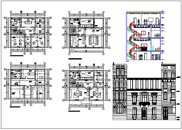 Office building plan detail view dwg file
