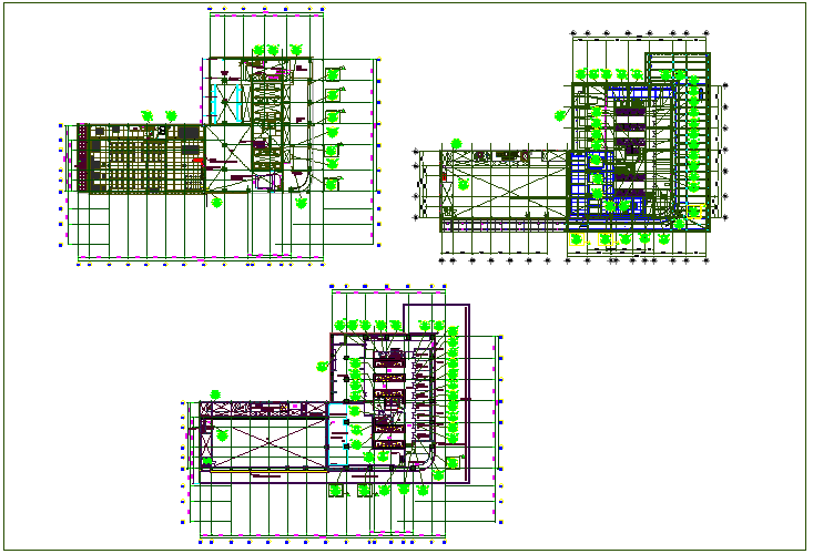 Office building plan detail view dwg file