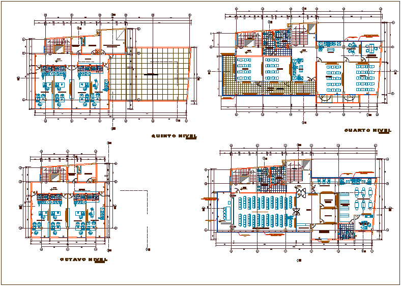 Office building plan detail view with design plan layout detail view dwg file