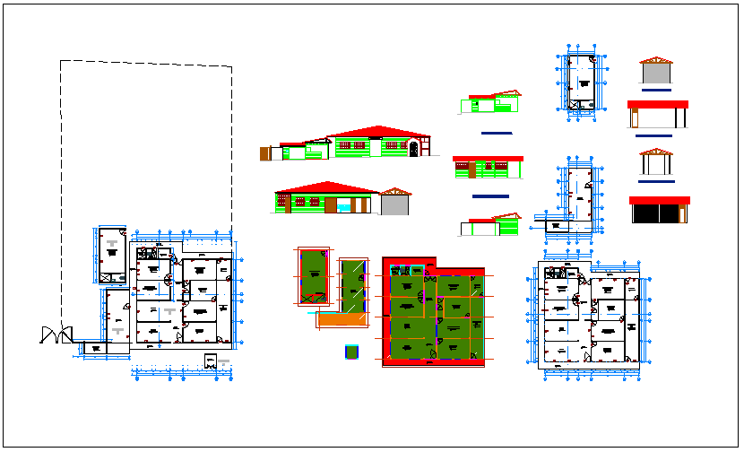 Office building plan section & elevation view detail information dwg file