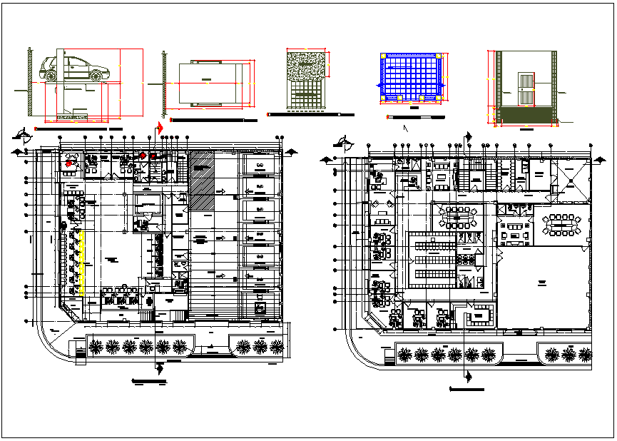 Office building plan view detail dwg file