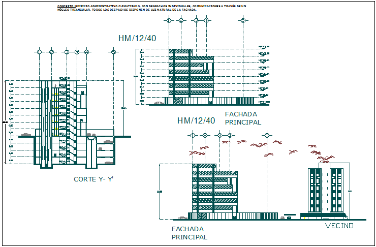 Office building plan view detail dwg file