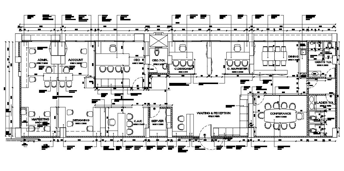 Office Layout Plan CAD Drawing