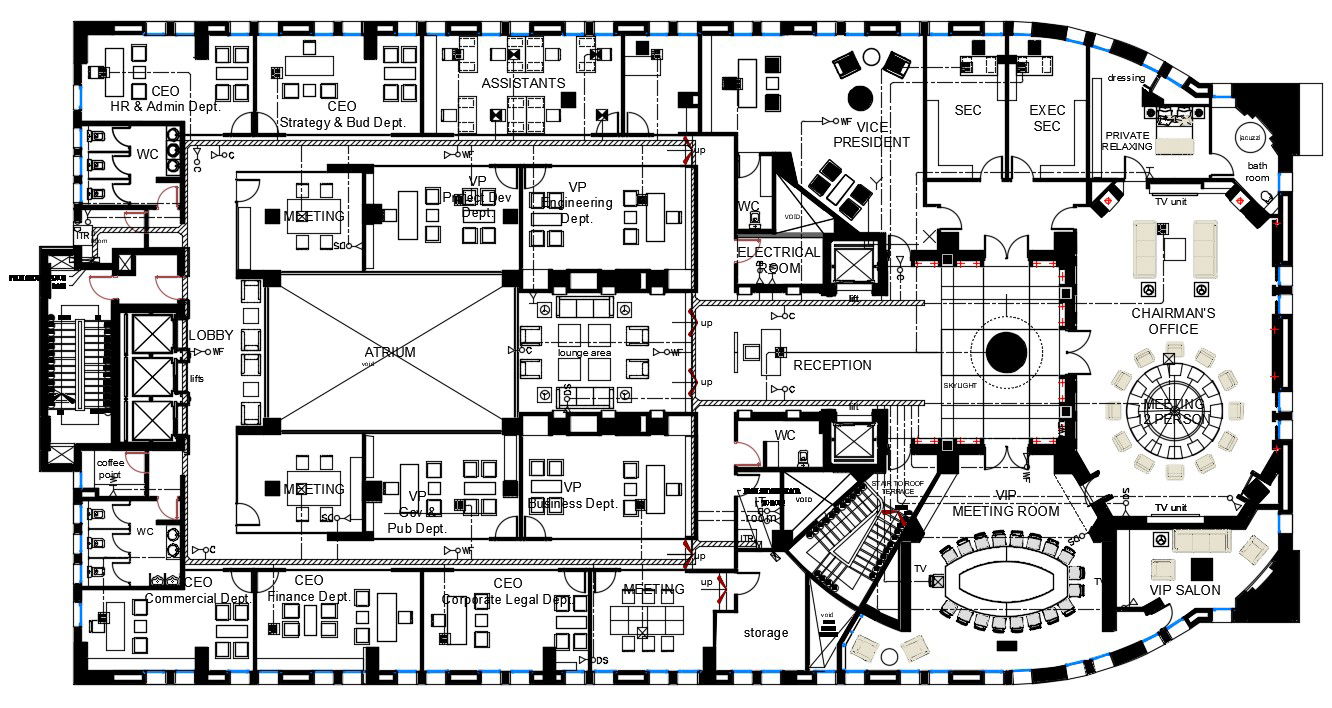 Office building plans DWG file download
