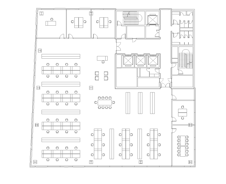 Office building structure detail 2d view layout plan in autocad format