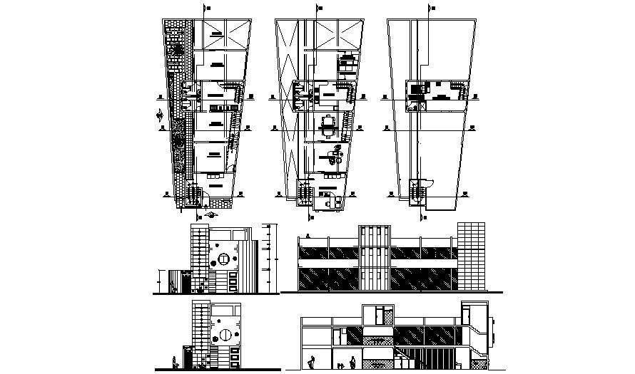 Office Building Elevation In DWG File