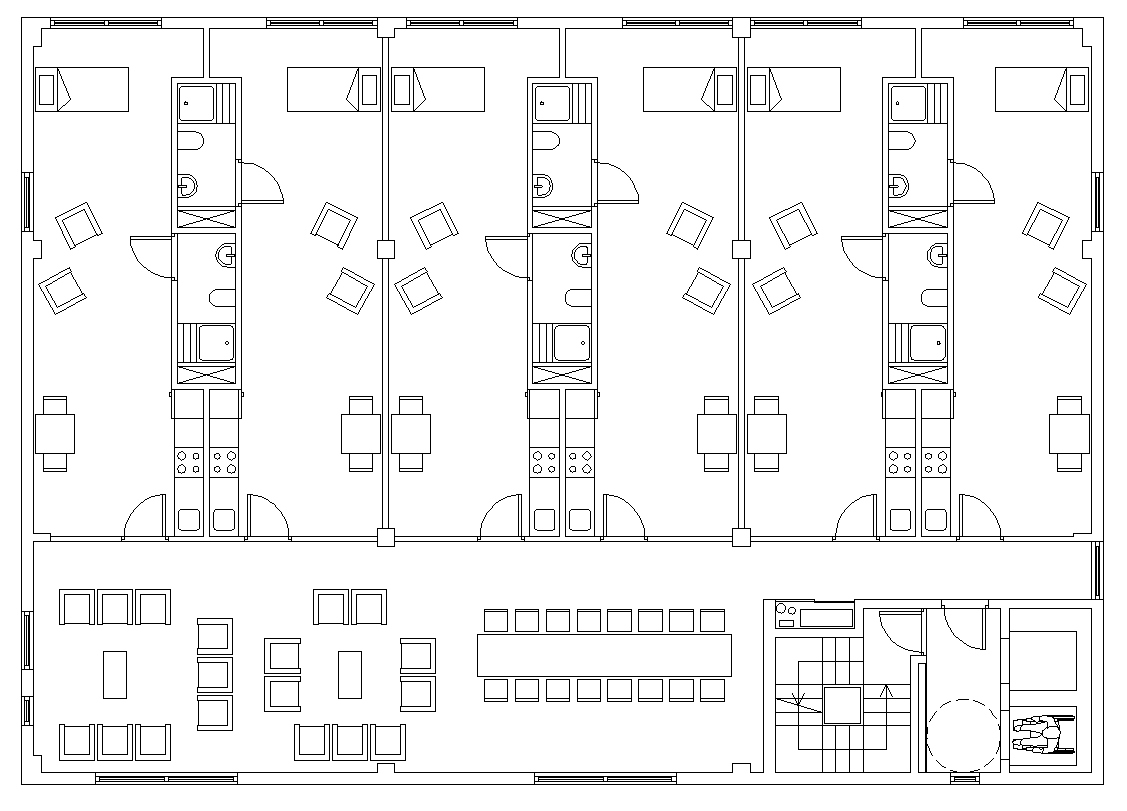 Office building with residency detail layout plan