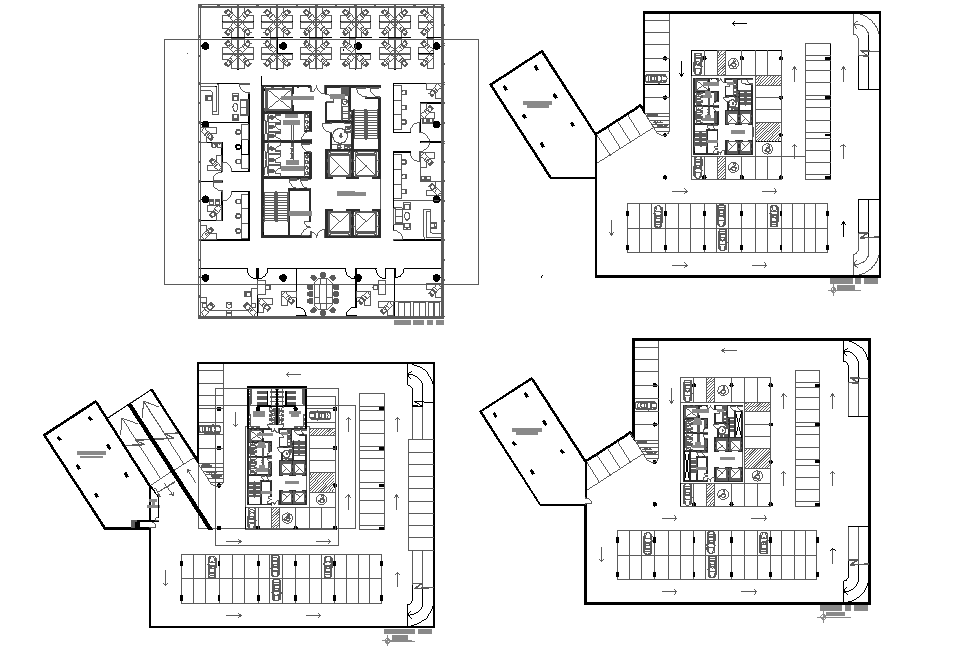 Office building with underground garage for 73 places plan detail dwg file