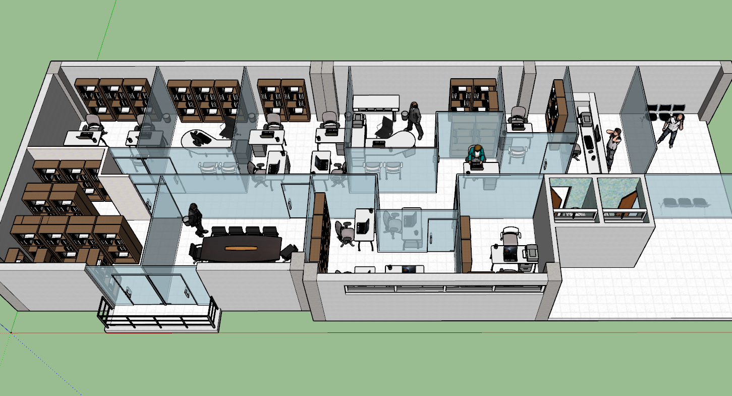 Office Cabin Interior 3D View Design Layout in SKP DWG Drawing File