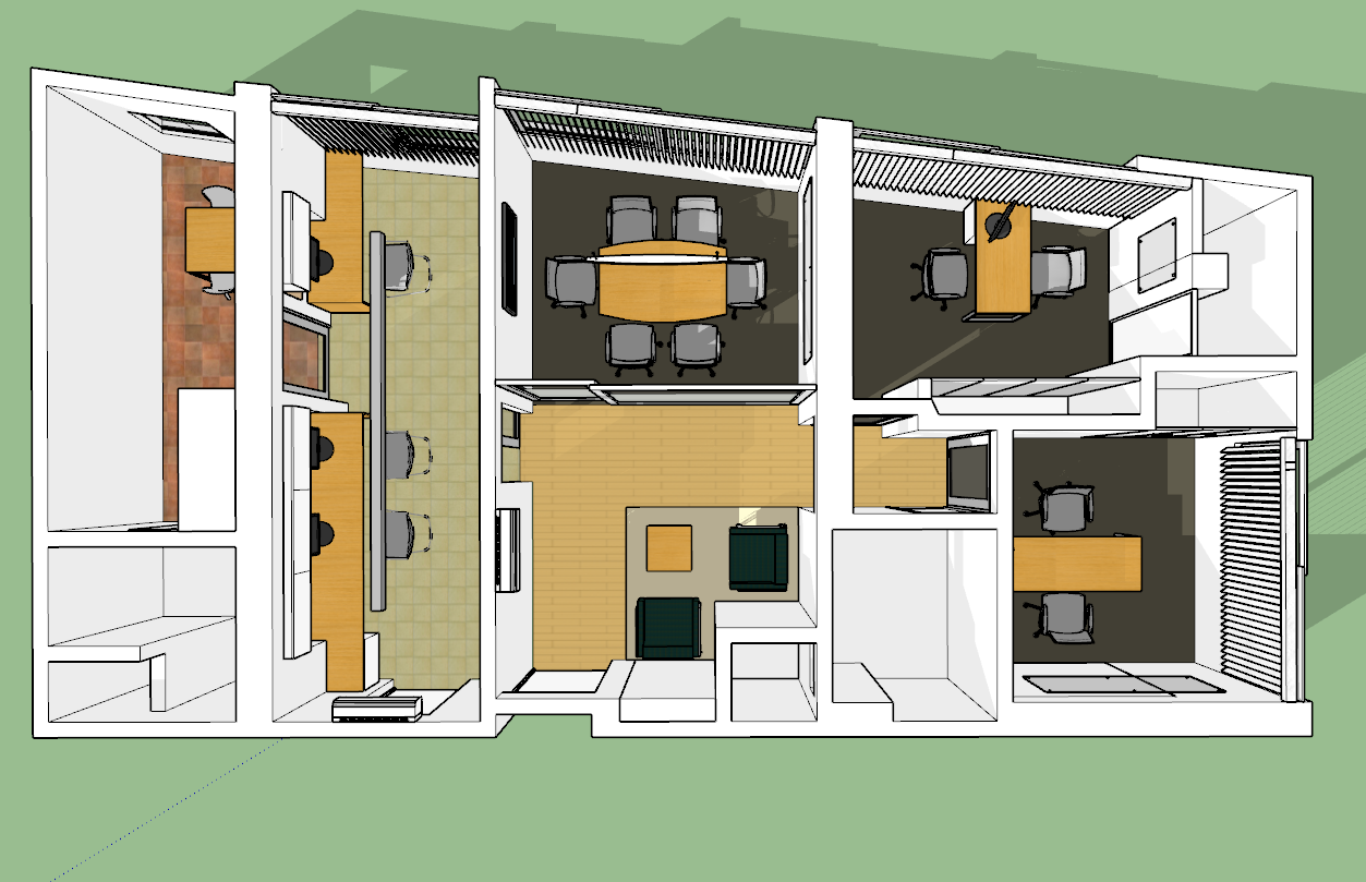 Office cabin interior 3d view skp file