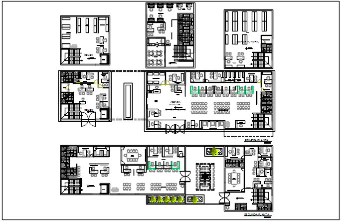 Office center line plan detail dwg file