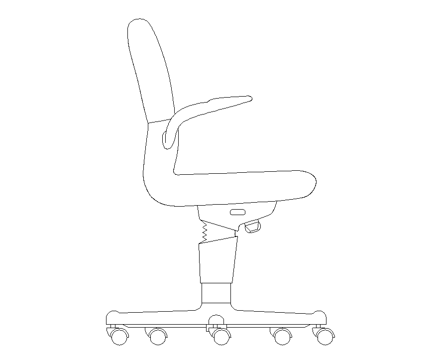 Office Chair 2D Elevation Layout in CAD Furniture Drawing