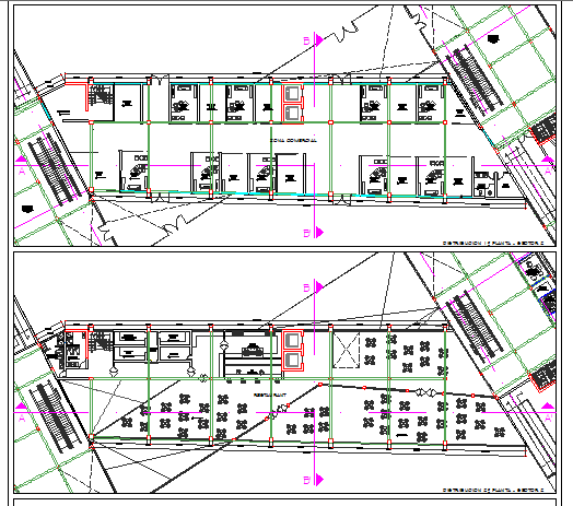 Office complex first and second floor layout plan details dwg file