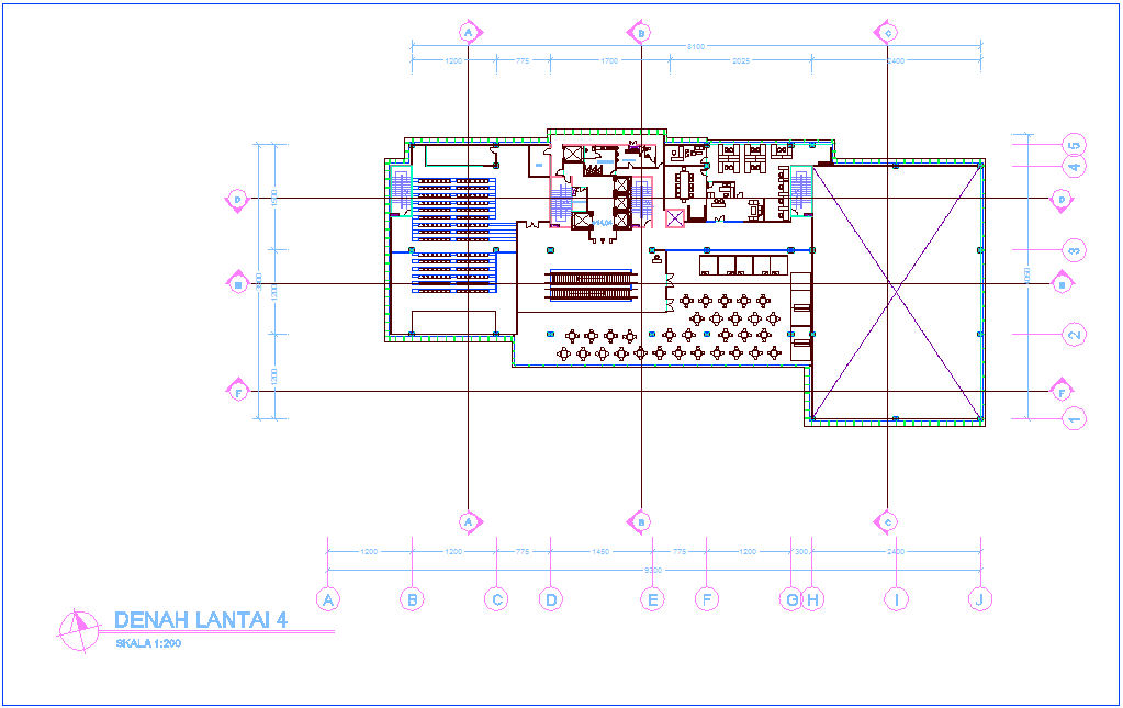 Office design with fourth floor plan with architecture view dwg file