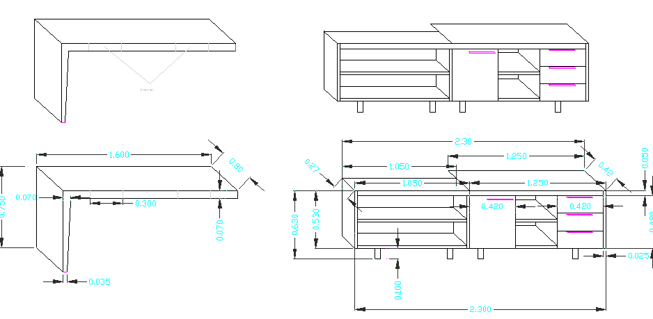 Office Desk DWG File for Architecture Furniture Layout