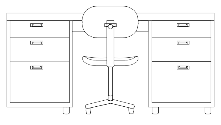 Office Desk Front Elevation CAD Drawing in DWG Format