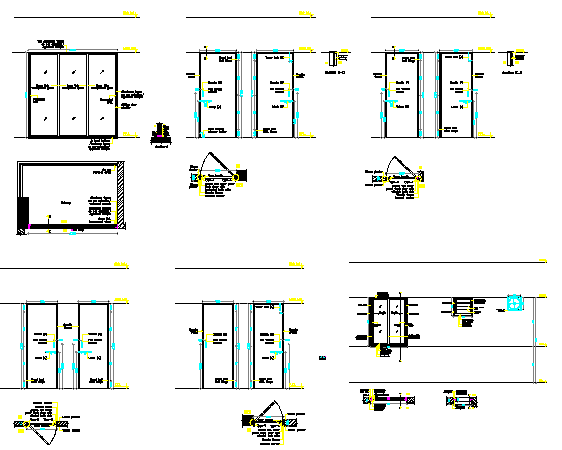 Office doors and windows installation details dwg file