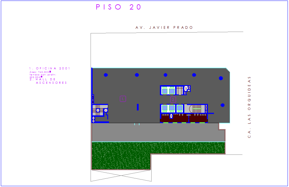 Office floor plan view with twenty number view dwg file