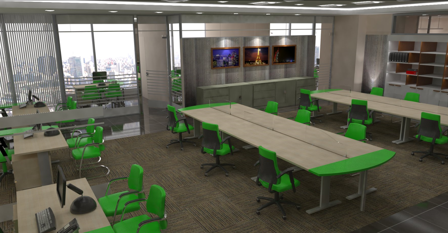 3D Plan of Compatible Office Interior Design in SKP Format File