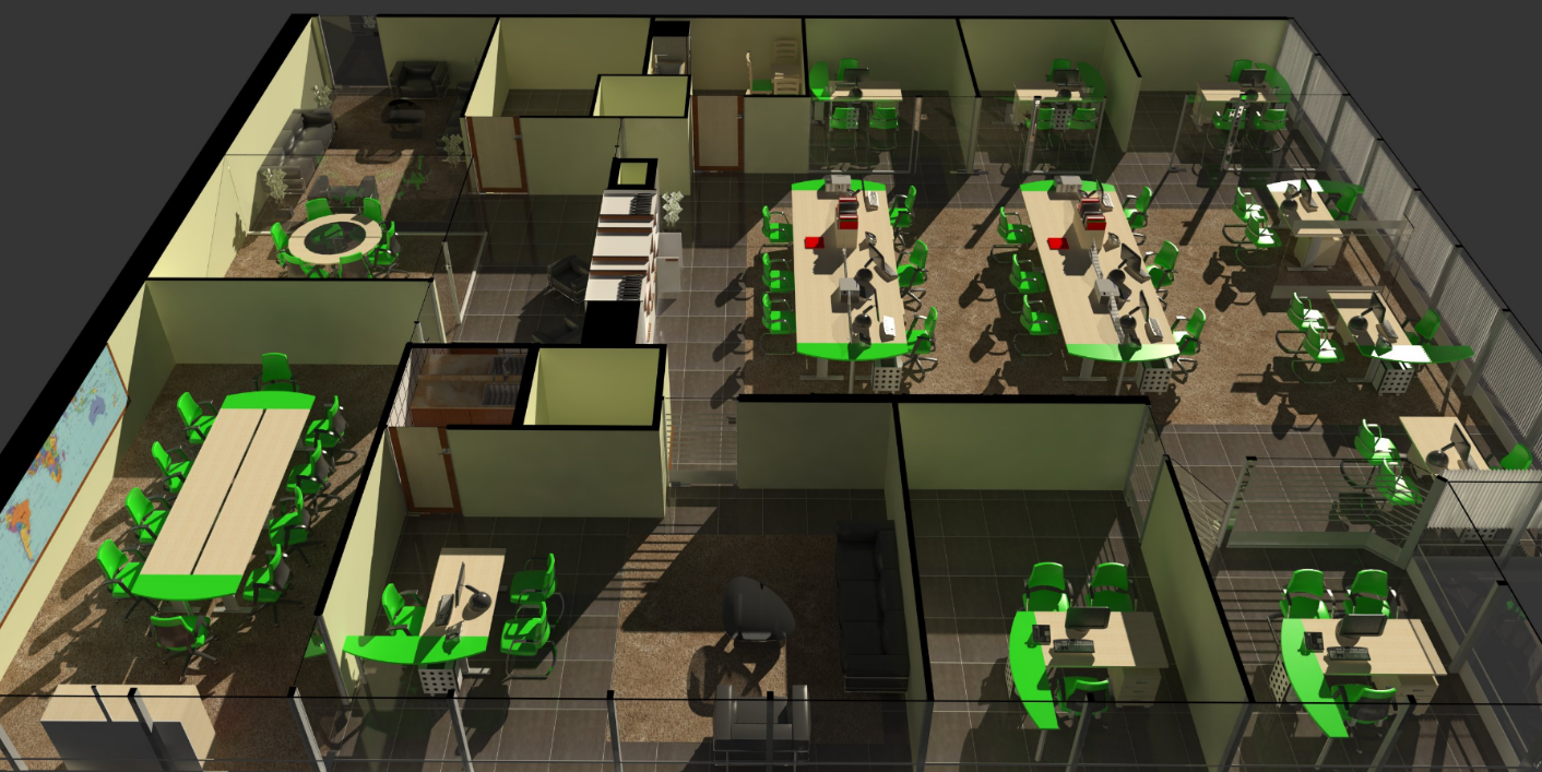 3D View of Office Layout and Furniture Design in SketchUp SKP File