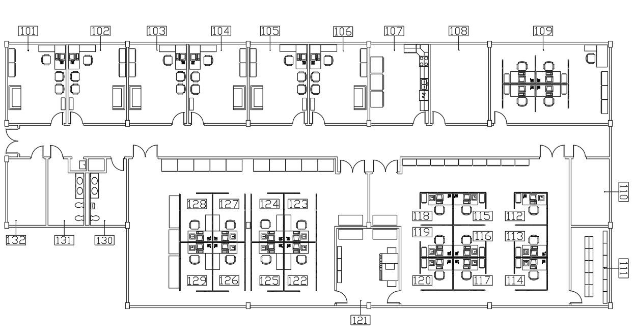 Office interior Layout Furniture plan for AutoCAD File