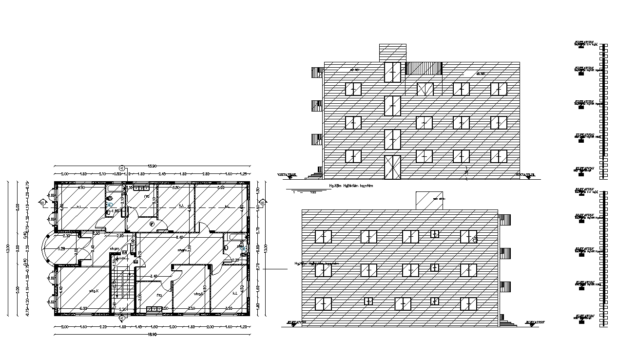 Office plan and elevation detail dwg file