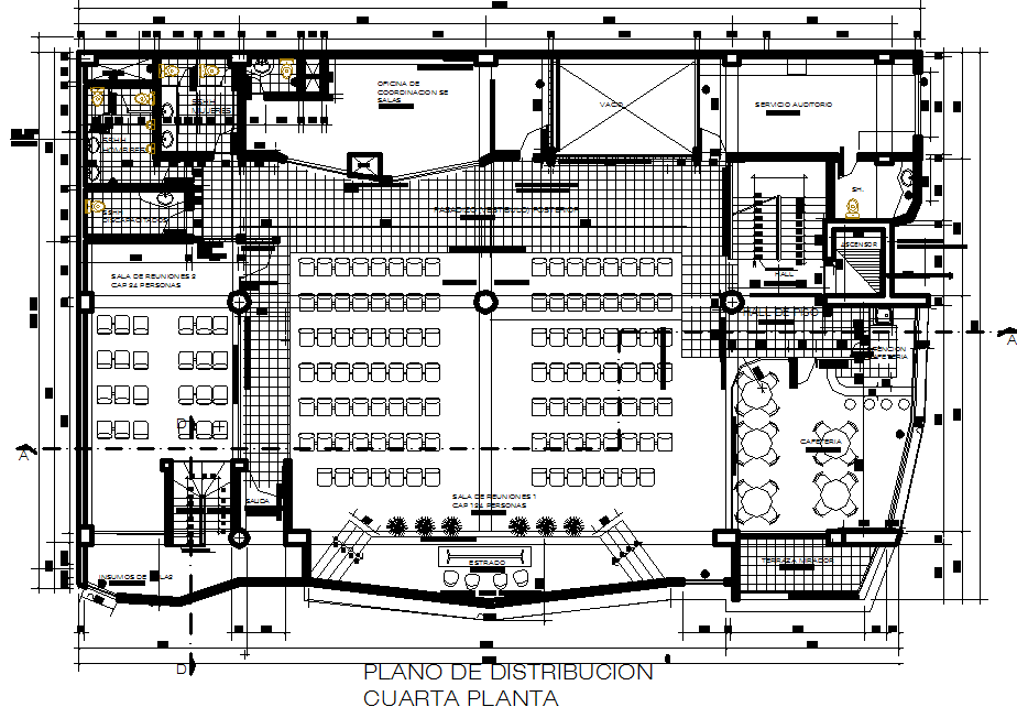 Office plan and elevation layout detail dwg file
