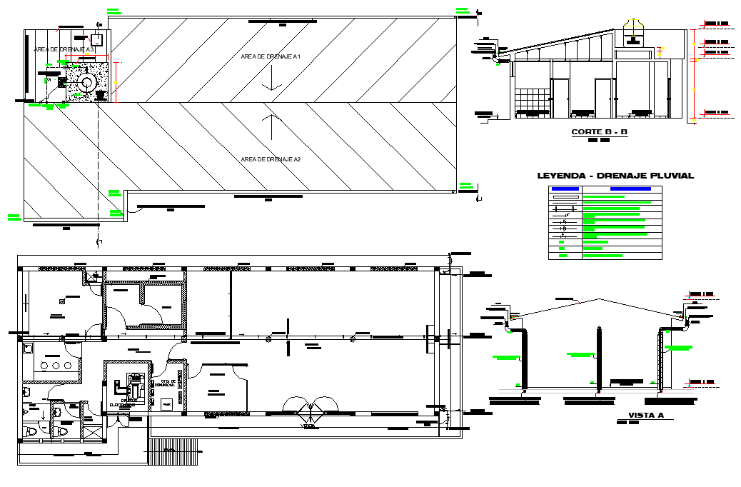 Office plan and section detail dwg file