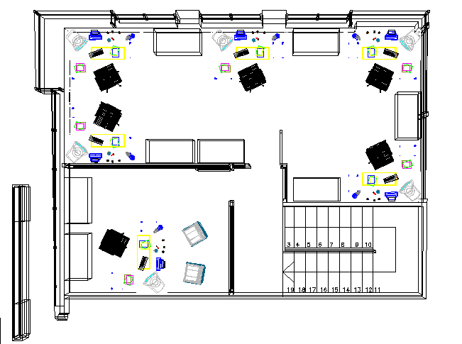 Office plan detail dwg file