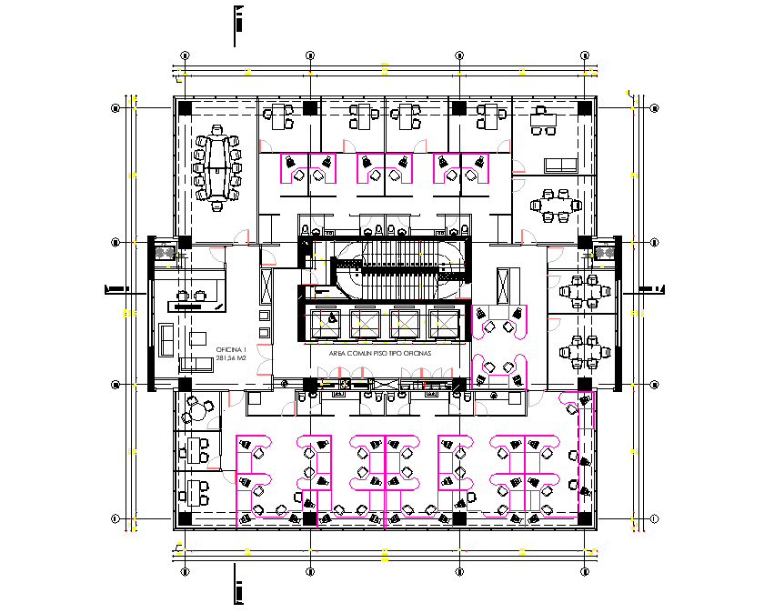 Office plan detail dwg file