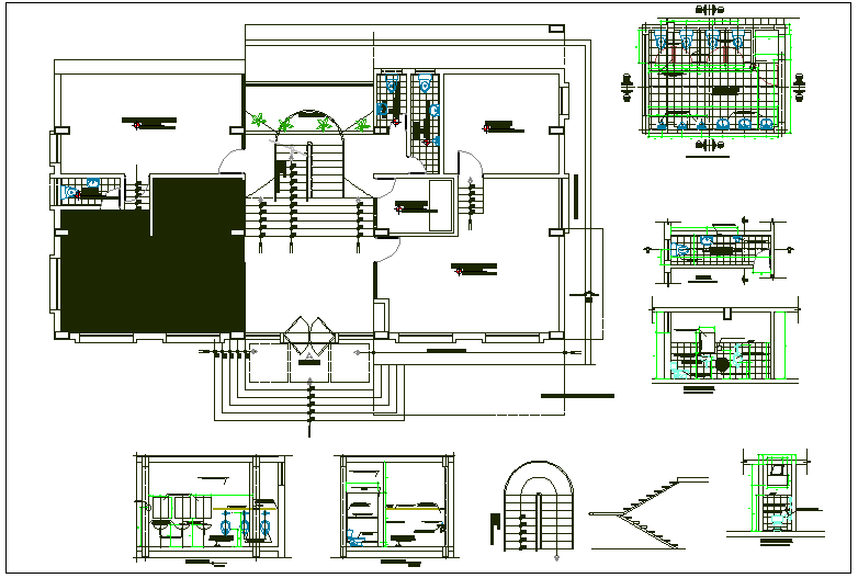 Office plan detail view dwg file