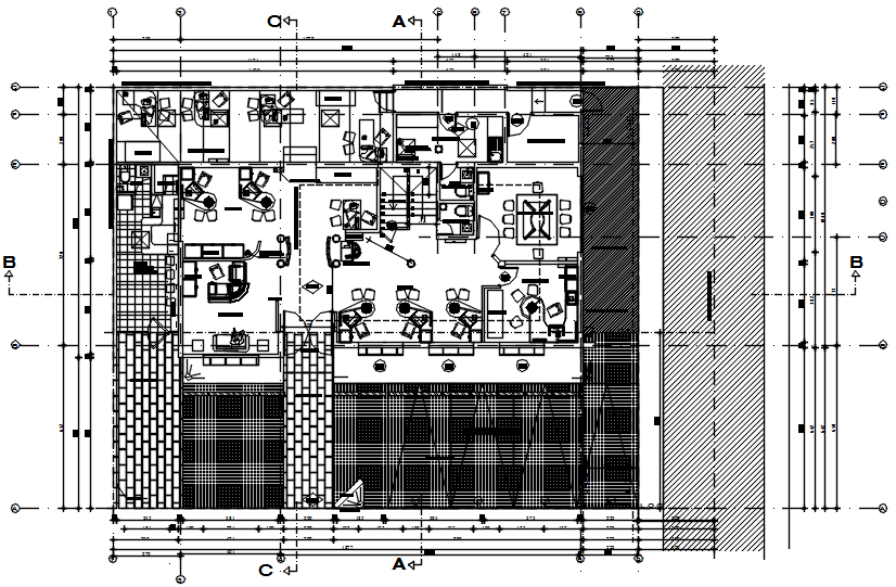 Office plan with detail dimension in AutoCAD 