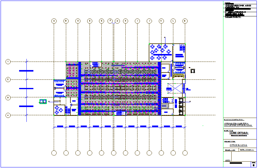 Office plan with view of air condoning line system dwg file