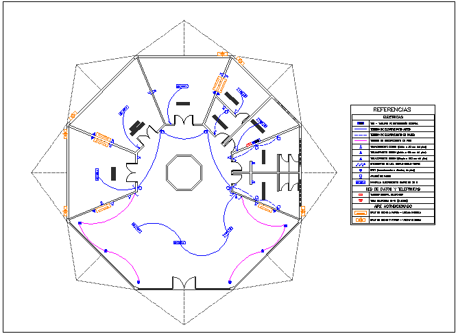 Office structure electrical plan layout detail view dwg file
