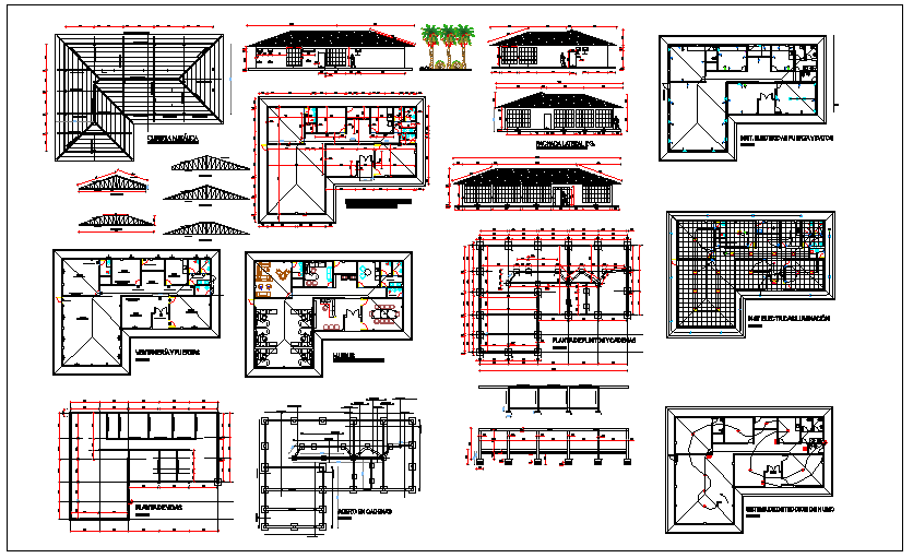 Office structure plan detail and roof structure detail dwg file