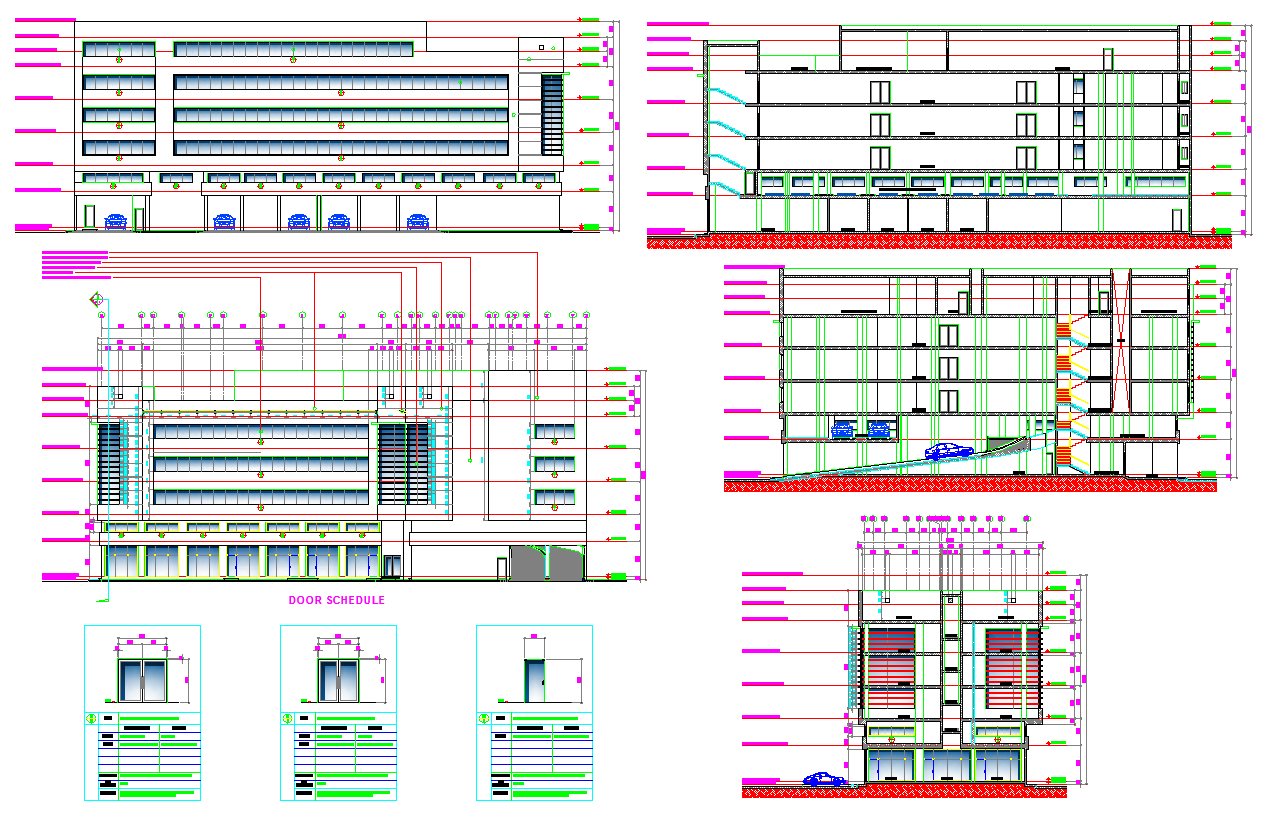 Office structure plan detail view dwg file