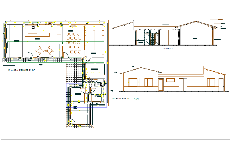 Office structure plan detail view dwg file