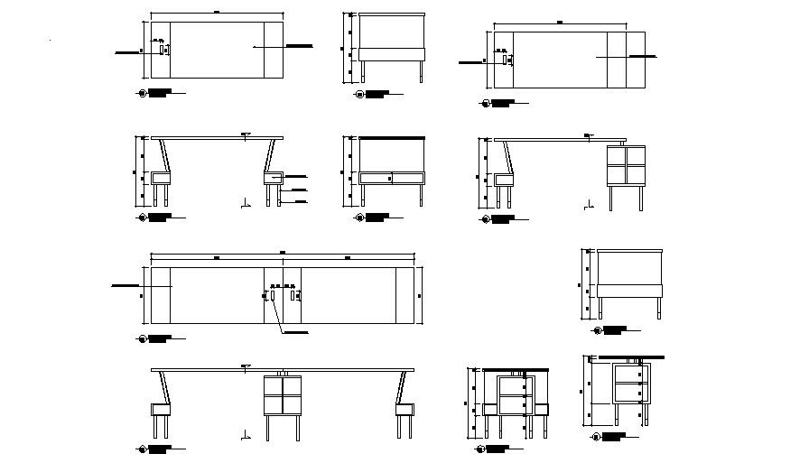 Office Table CAD Plan with Elevation and Section in DWG file