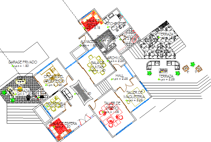 Office work shop architecture layout plan details dwg file