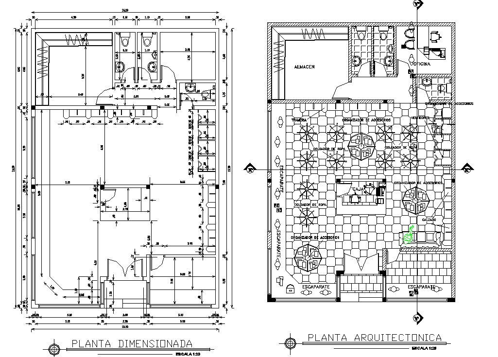 Office working plan detail dwg file