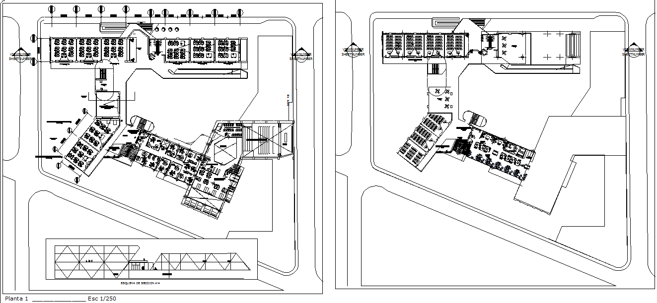 Office working plan detail dwg file