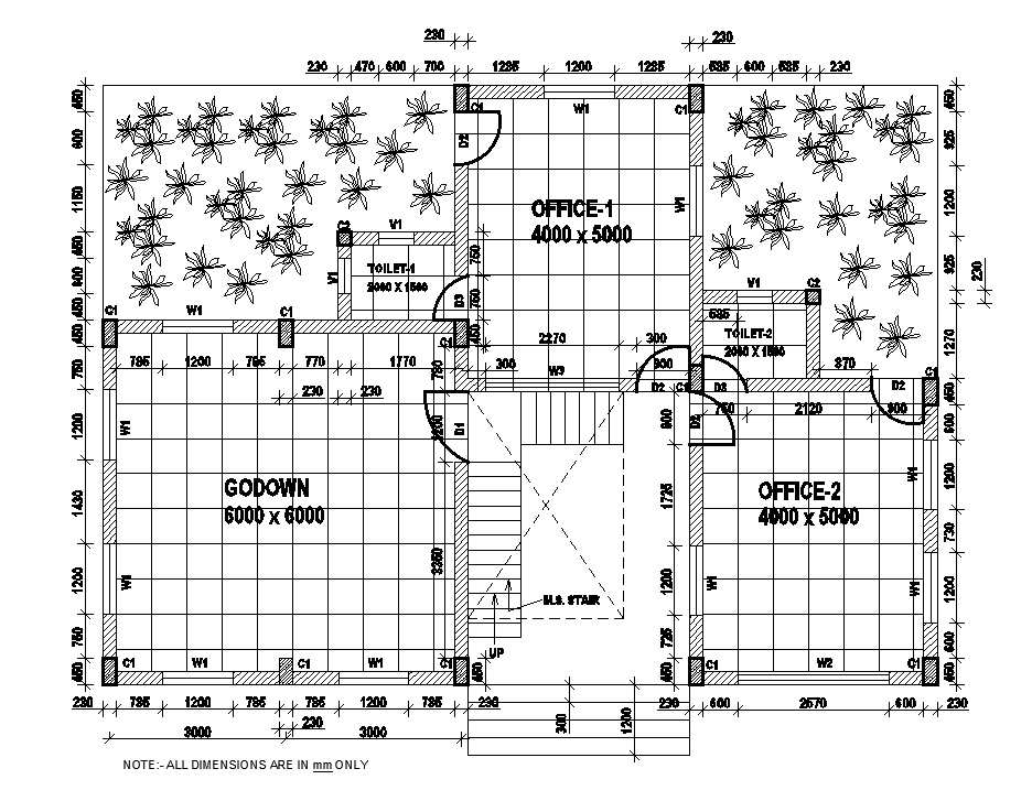 Office And Godown Grounds Floor Plan AutoCAD Drawing Download DWG File