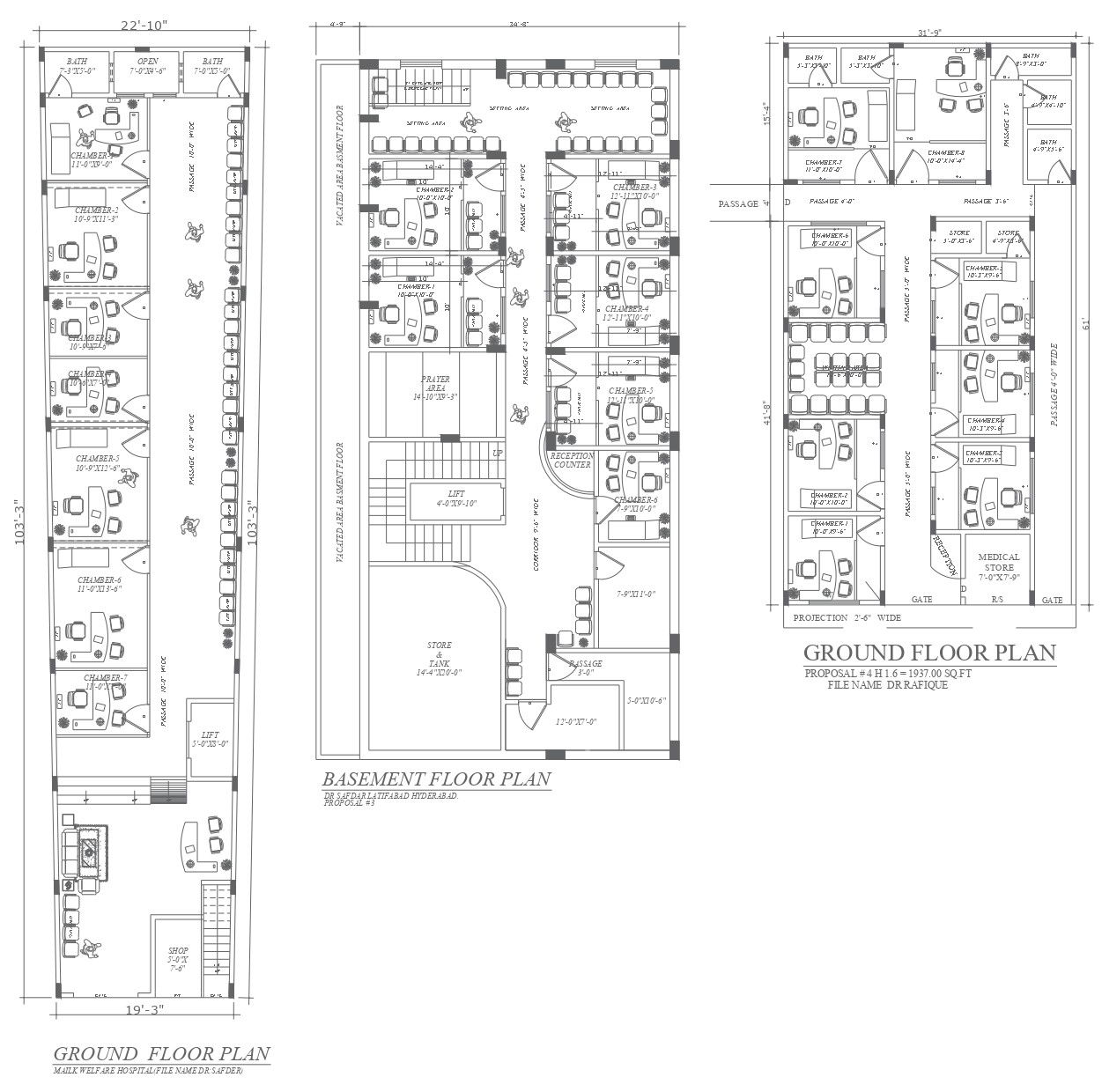 Office Building Basement and Ground Floor Plans Detail In AutoCAD File
