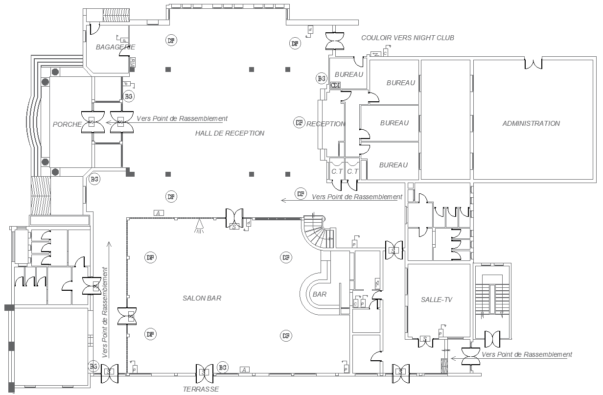 Office Building Floor Plan Layout with Reception Area DWG File