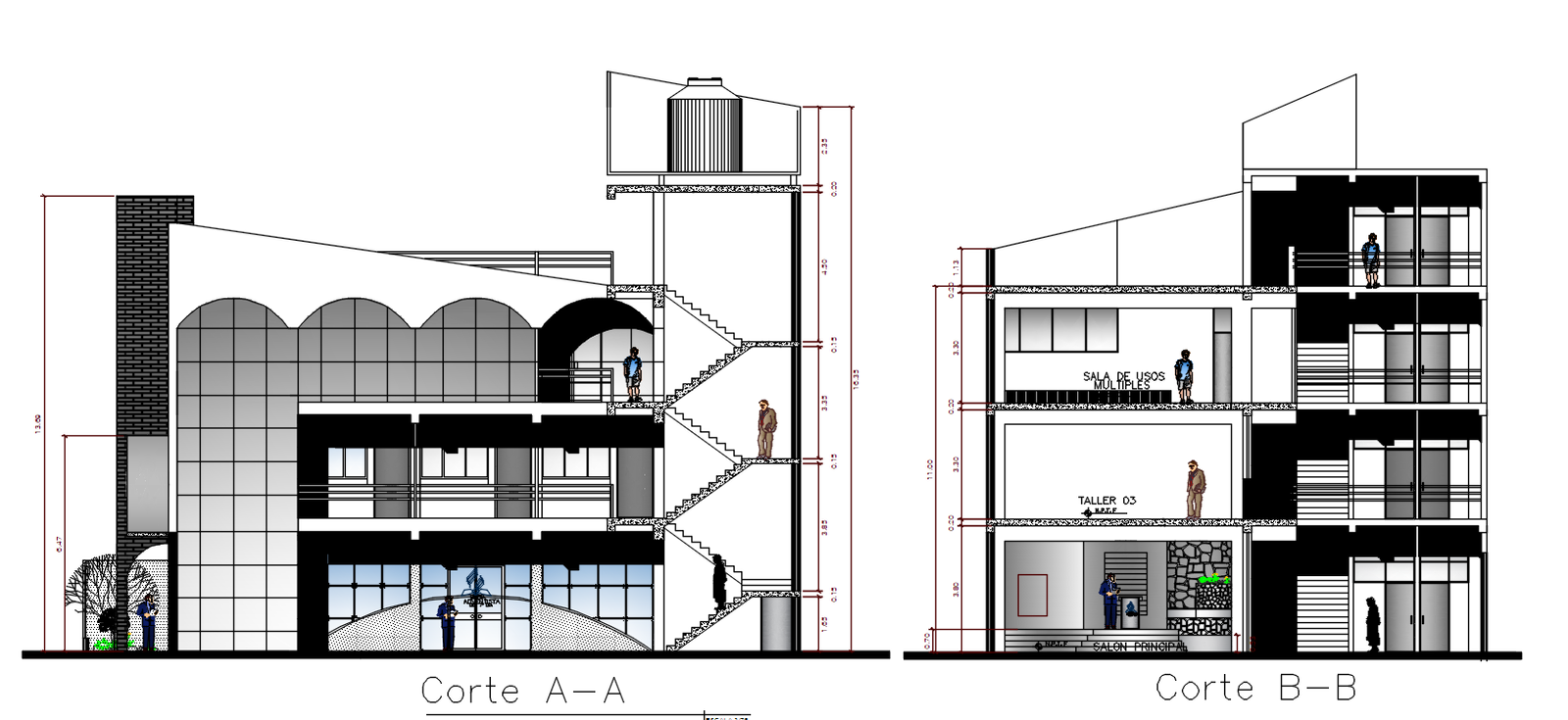 Office Building Sectional Elevation Drawing Download DWG File