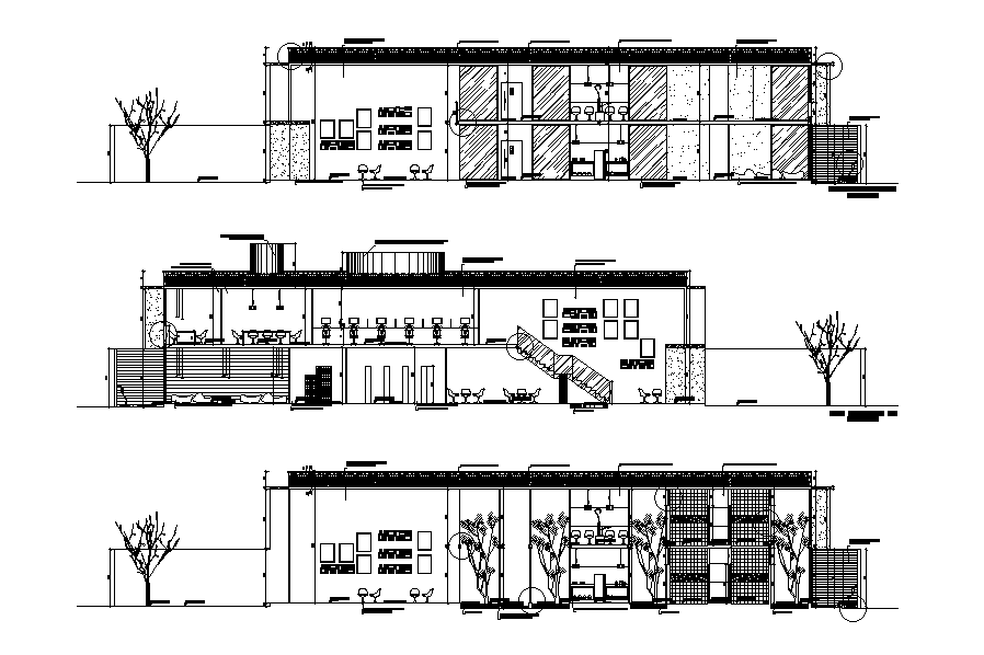 Office Building With Interior Furniture Section drawing Download DWG File
