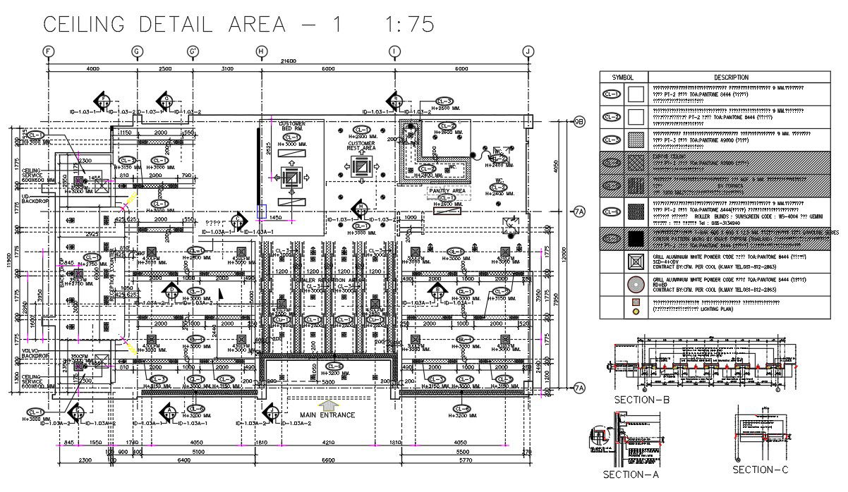 Office Ceiling Layout Plan CAD drawing With Description DWG File
