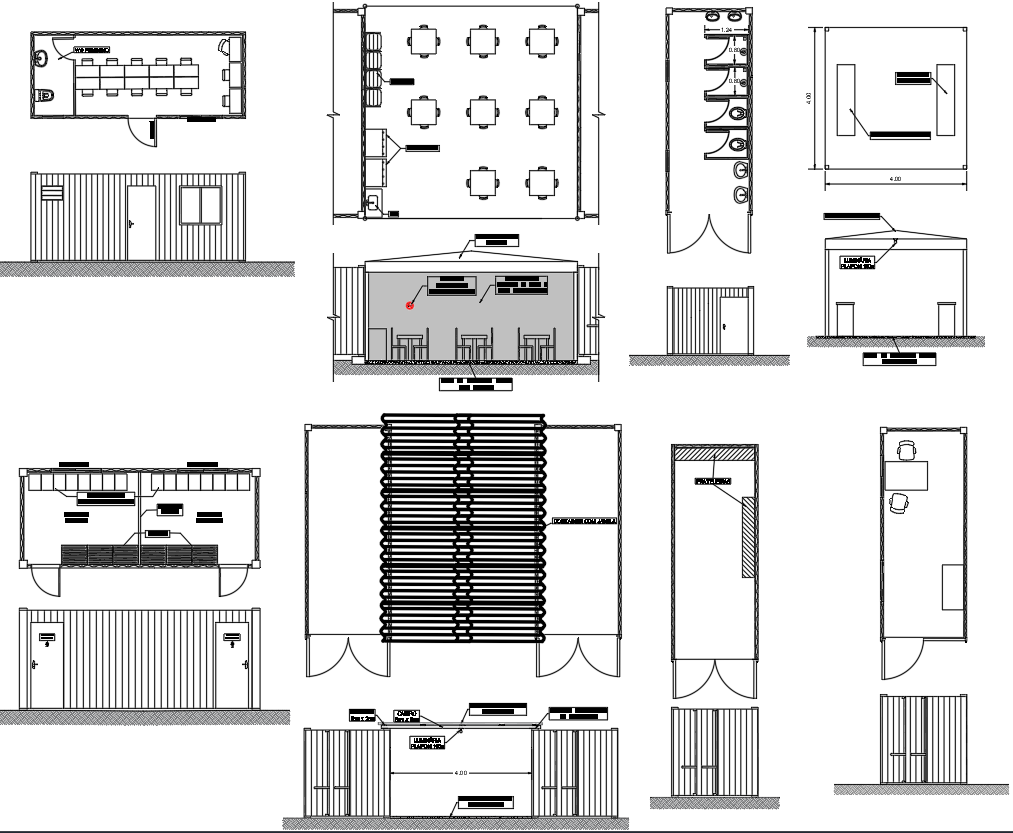 Office Container Various Types of Size and Design in AutoCAD DWG