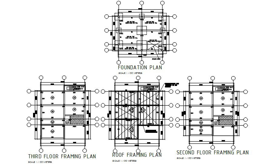 Office Foundation Plan And Floor Framing Plan AutoCAD Drawing DWG File